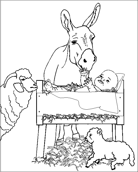 Kleurplaat Jezus met dieren